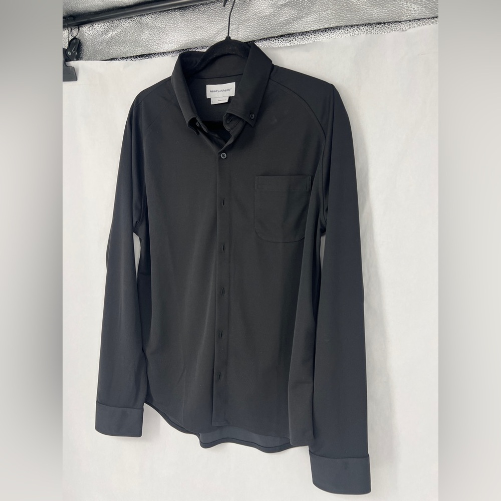 Ministry of Supply Black Men's Long-Sleeve Button-Up shirt